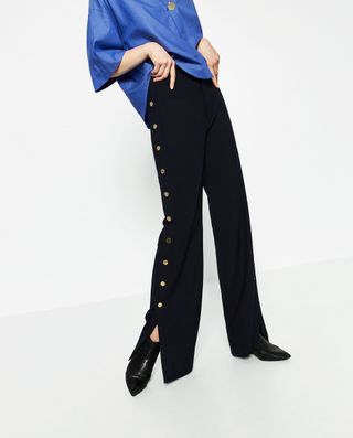 Zara + Trousers With Golden Side Buttons