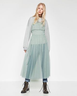 Zara + Gathered Tulle Dress