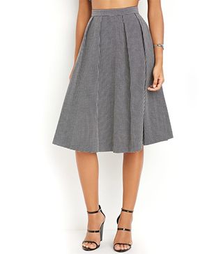 Forever 21 + Contemporary Micro-Grid Pleated A-Line Skirt