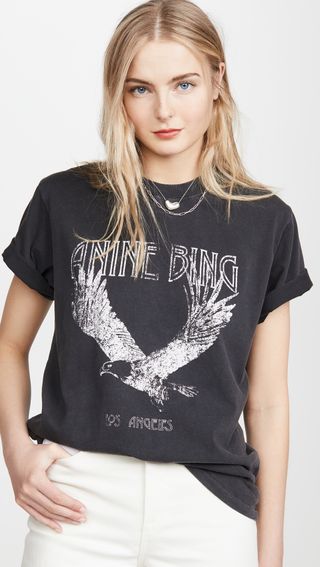 Anine Bing + Lili Washed Black Eagle Tee