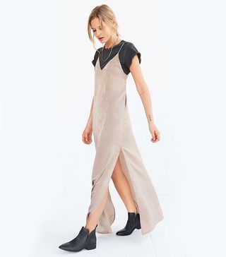 Silence + Noise + Deep-V Satin Maxi Slip Dress