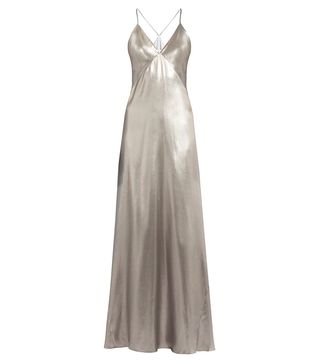 Galvan + V-Neck Sleeveless Silk-Satin Gown