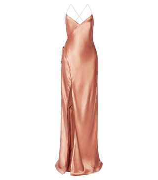 Michelle Mason + Silk-Satin Wrap Gown