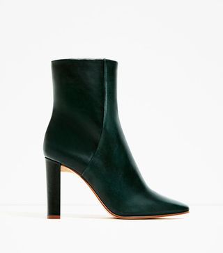 Zara + Leather High Heel Ankle Boots