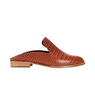 Robert Clergerie + Alice Croc Embossed Slide Loafer in Brown