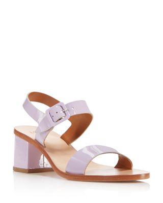 LoQ + Patent Leather Block Heel Ankle Strap Sandals