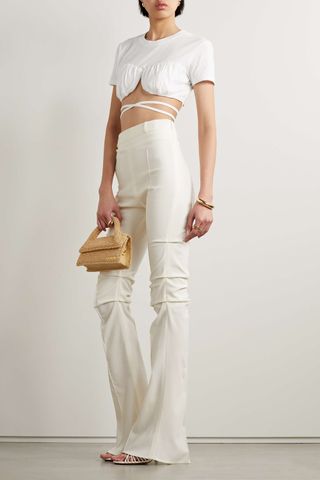 Jacquemus + Cropped Tie-Detailed Organic Cotton-Jersey Top