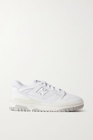 New Balance + 550 Mesh-Trimmed Leather Sneakers