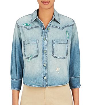 Sandrine Rose + Embroidered Cotton Denim Shirt