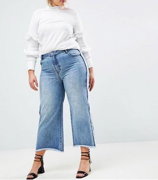 ASOS + Current Air Wide Leg Jean With Raw Finish