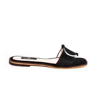 Pixie Market + Black Suede Ring Slide Sandals
