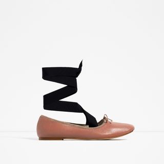 Zara + Lace-Up Ballet Flat