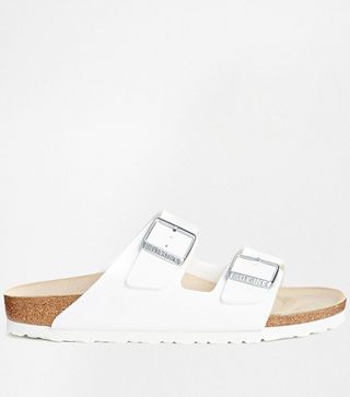 Birkenstock + Arizona White Birko Flor Narrow Fit Flat Sandals