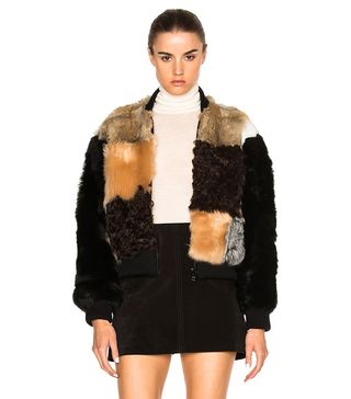 Sea + Patchwork Fur Bomber Jacket