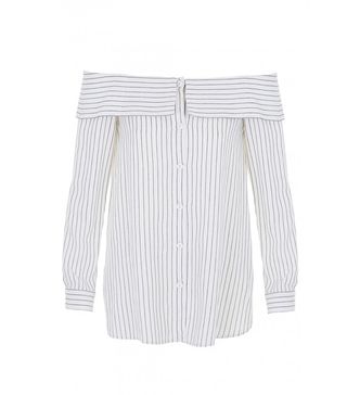 Tibi + Frederic Pinstripe Off-the-Shoulder Top