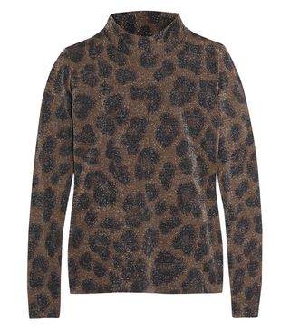 Topshop + Sidgwick Leopard-Print Jersey and Lurex Top