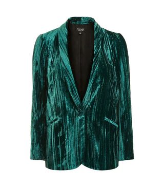 Topshop + Crinkle Velvet Blazer