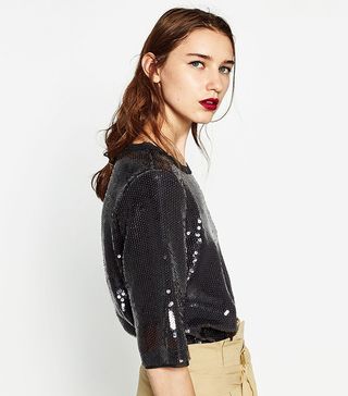 Zara + Sequined Top