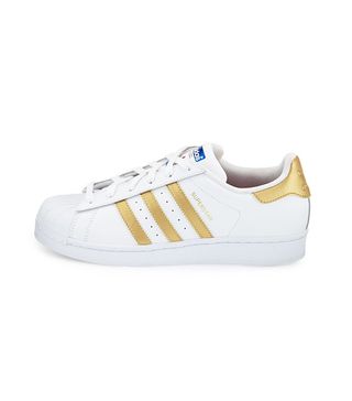 Adidas Originals + Superstar Original Fashion Sneakers in White/Gold
