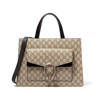 Gucci + Dionysus Medium Coated-Canvas and Suede Tote