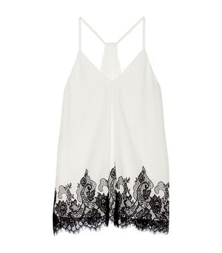 Alice and Olivia + Rowena Lace-Trimmed Silk-Georgette Top
