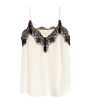 H&M + Satin Camisole Top With Lace
