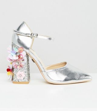 Daisy Street + Flower Detail Point Heeled Shoes