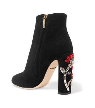 Dolce & Gabbana + Crystal Embellished Suede Ankle Boots