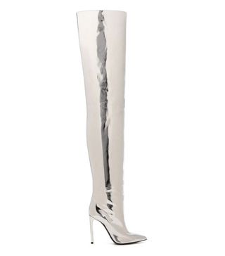 Balenciaga + Metallic Over-The-Knee Boots