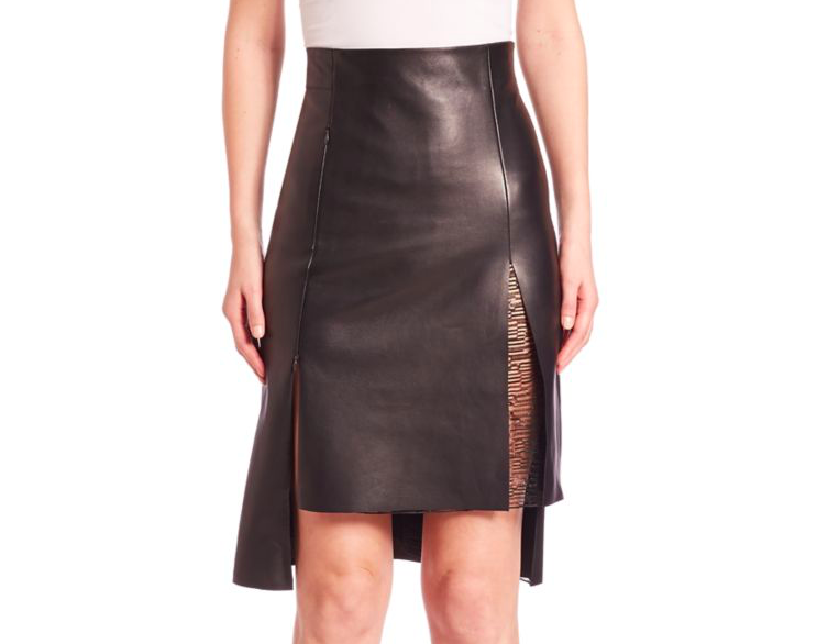 Akris + Akris Hi-Lo Leather Skirt