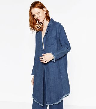 Zara + Jacquard Denim Coat