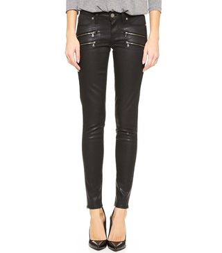 Paige + Edgemont Ultra Skinny Black Silk Wash w/Zips