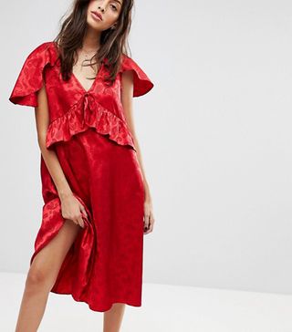 ASOS + Reclaimed Vintage Inspired Midi Dress With Cape Detail