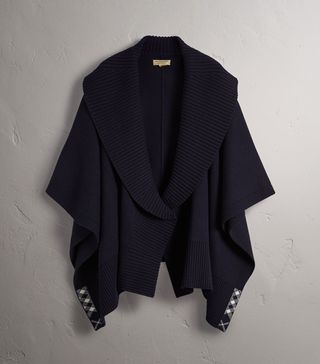 Burberry + Shawl Collar Wool Cashmere Poncho