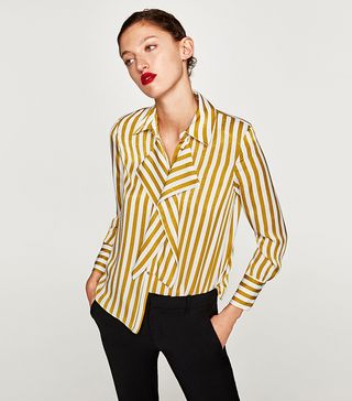 Zara + Satin Shirt With Front Detail