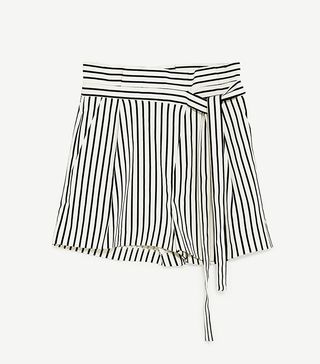 Zara + Pleated Bermuda Shorts With Bow