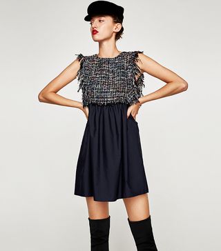 Zara + Contrasting Tweed Dress