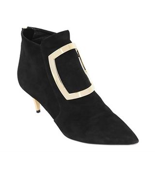 Balmain + Marie Suede Buckle Ankle Boots