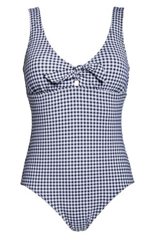 Tommy Bahama + Gingham Reversible One-Piece Swimsuit