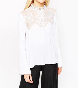 ASOS + Ultimate Embroidered High Neck Blouse