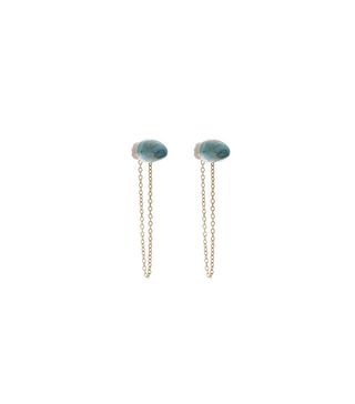 Flaca Jewelry + Turquoise Cone Stud With Chain Earrings