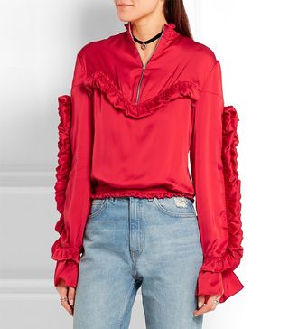 Magda Butrym + Granada Ruffled Silk-Satin Blouse