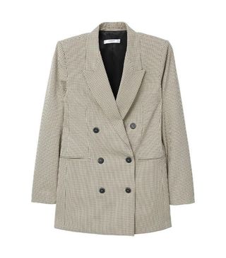 Mango + Double-Breasted Check Suit Blazer