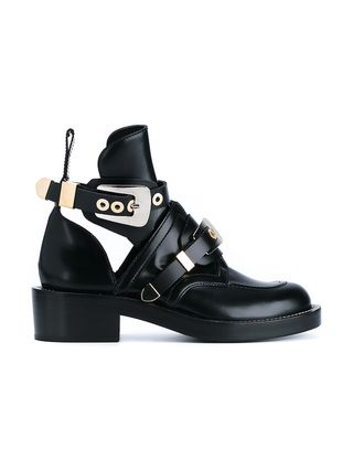Balenciaga + Apron Buckle Boots With Cut-out Detailing