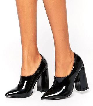 Daisy Street + Black Patent High Vamp Pointed Toe Heeled Shoes