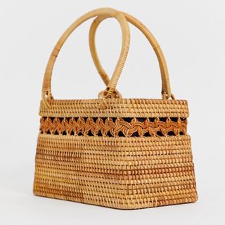 ASOS Design + Rattan Structured Basket Bag