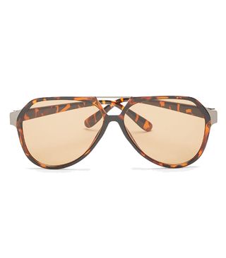 John Lewis & Partners + Unisex Flat Aviator Sunglasses in Tortoise/Brown