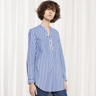 French Connection + Sophia Striped Pop Over Long Shirt