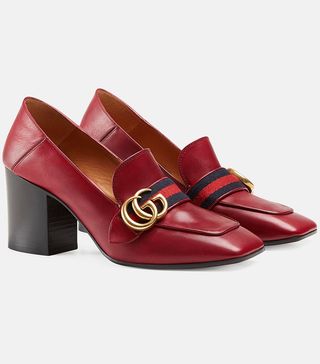 Gucci + Leather Mid-Heel Loafers