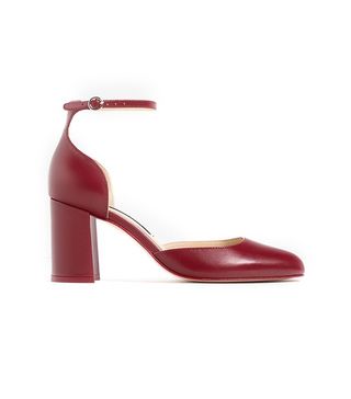 Zara + Mid Heel Leather Shoes With Ankle Strap